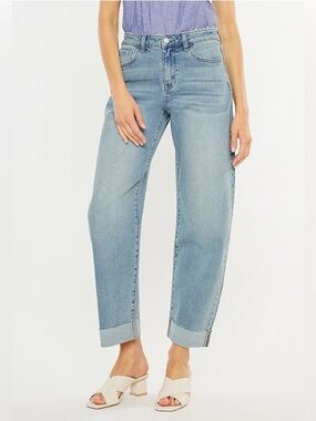 KanCan size 30 High Rise Raw Cuff Barrel Jean NWT